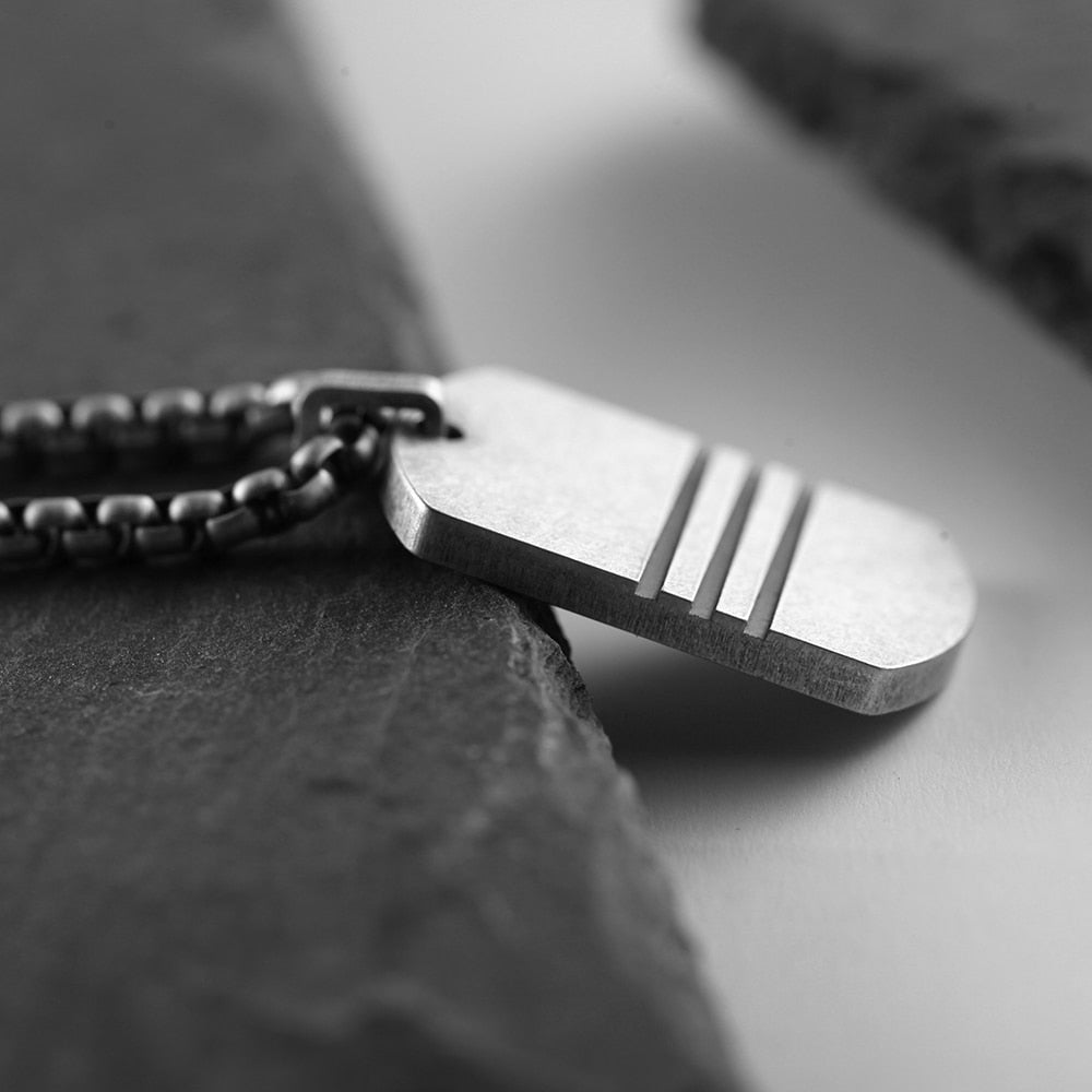 Dog Tag Kette 'Stripes' | Herren Halskette aus Edelstahl