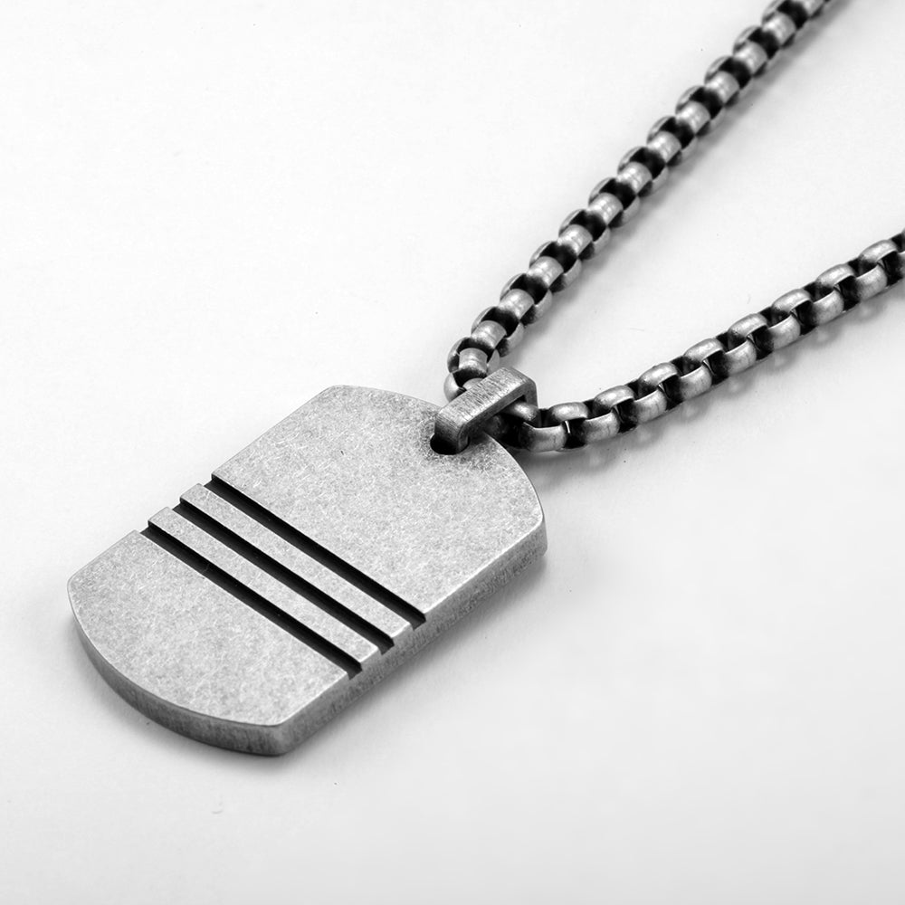 Dog Tag Kette 'Stripes' | Herren Halskette aus Edelstahl